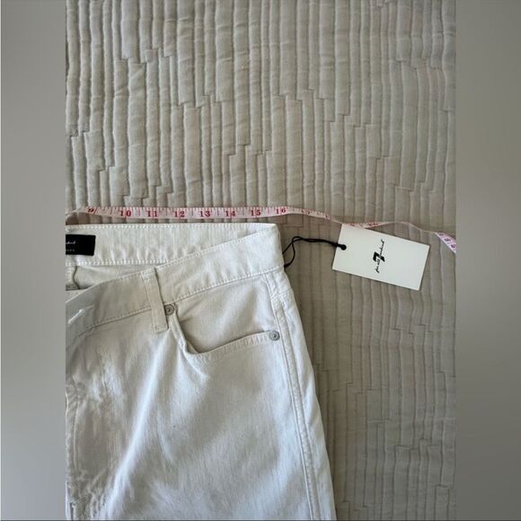 7 For All Mankind New High Waist Straight Leg Raw Hem Jeans White Size 31 - Picture 11 of 12